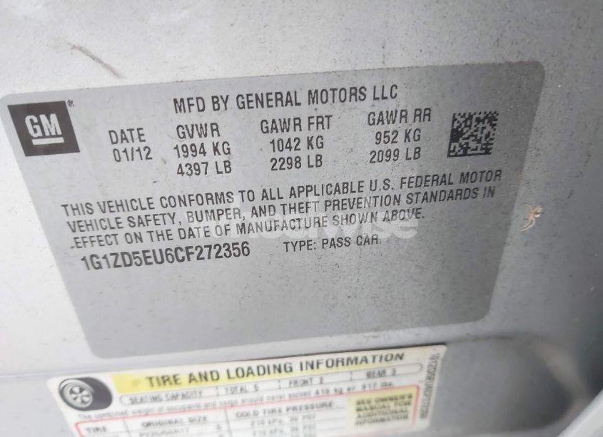 Photo 9 of 2012 Chevrolet Malibu 2LT (VIN 1G1ZD5EU6CF272356)