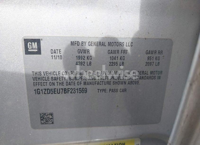 Photo 9 of 2011 Chevrolet Malibu 2LT (VIN 1G1ZD5EU7BF231569)