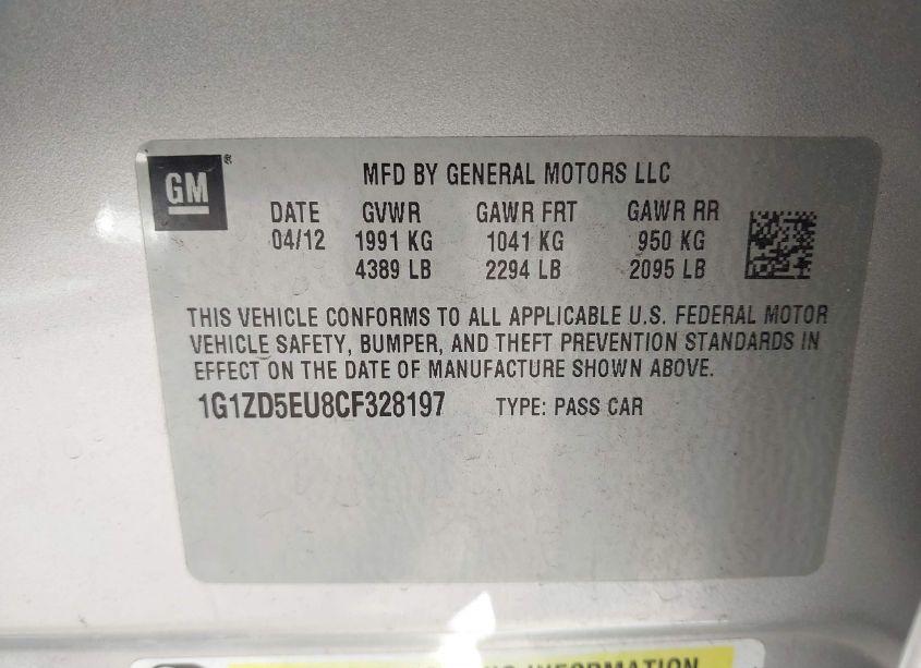 Photo 9 of 2012 Chevrolet Malibu 2LT (VIN 1G1ZD5EU8CF328197)