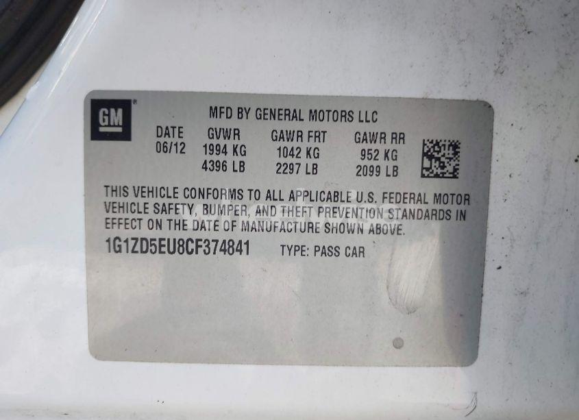 Photo 9 of 2012 Chevrolet Malibu 2LT (VIN 1G1ZD5EU8CF374841)