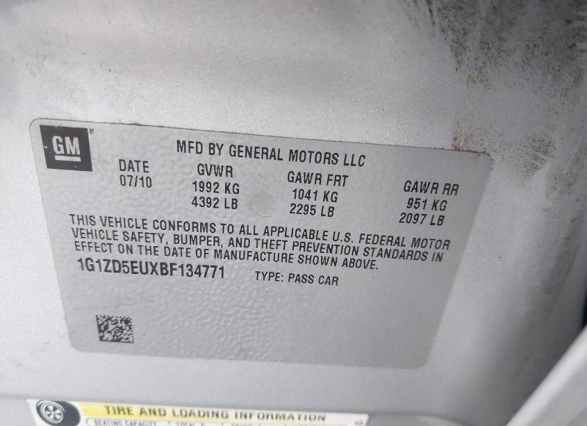 Photo 9 of 2011 Chevrolet Malibu 2LT (VIN 1G1ZD5EUXBF134771)