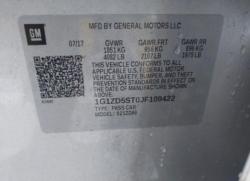 Photo 9 of 2018 Chevrolet Malibu LT (VIN 1G1ZD5ST0JF109422)