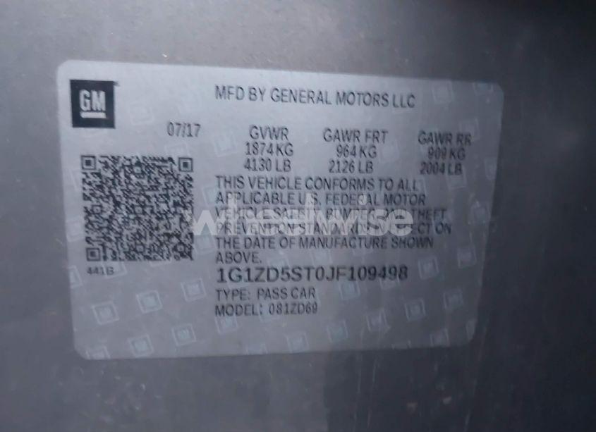 Photo 9 of 2018 Chevrolet Malibu LT (VIN 1G1ZD5ST0JF109498)