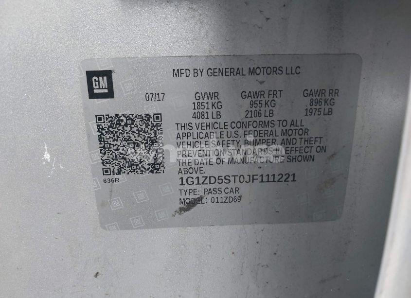 Photo 9 of 2018 Chevrolet Malibu LT (VIN 1G1ZD5ST0JF111221)