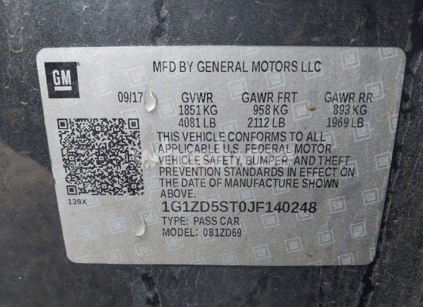 Photo 9 of 2018 Chevrolet Malibu LT (VIN 1G1ZD5ST0JF140248)