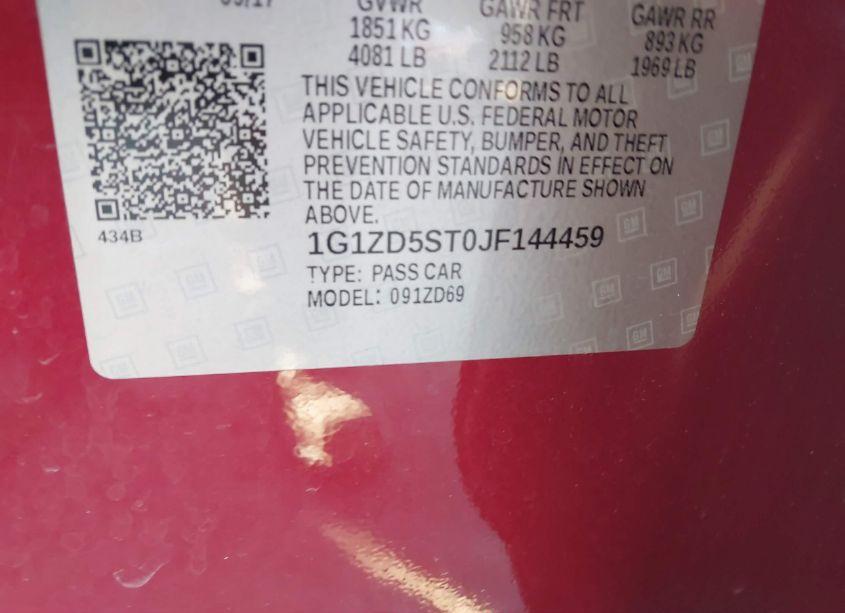 Photo 9 of 2018 Chevrolet Malibu LT (VIN 1G1ZD5ST0JF144459)