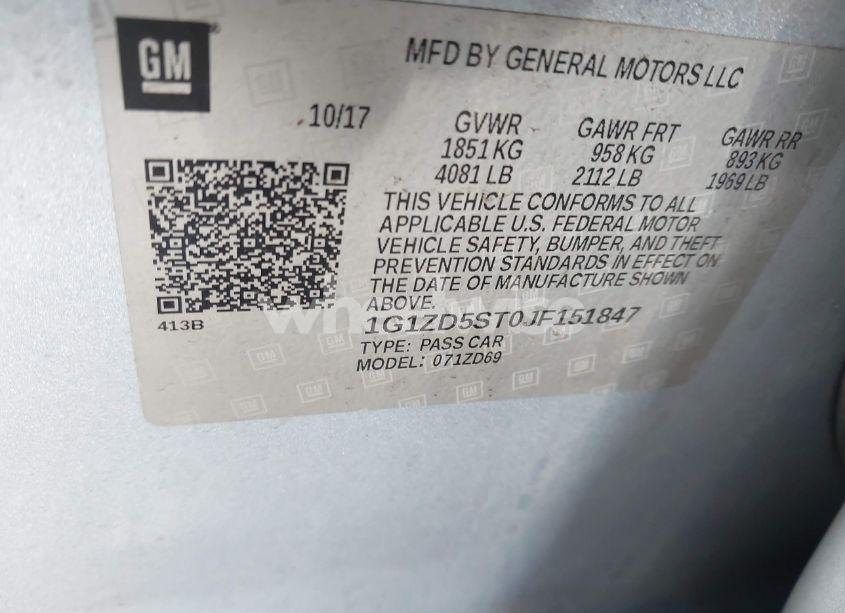 Photo 9 of 2018 Chevrolet Malibu LT (VIN 1G1ZD5ST0JF151847)