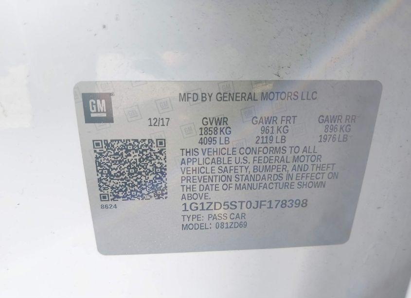 Photo 9 of 2018 Chevrolet Malibu LT (VIN 1G1ZD5ST0JF178398)