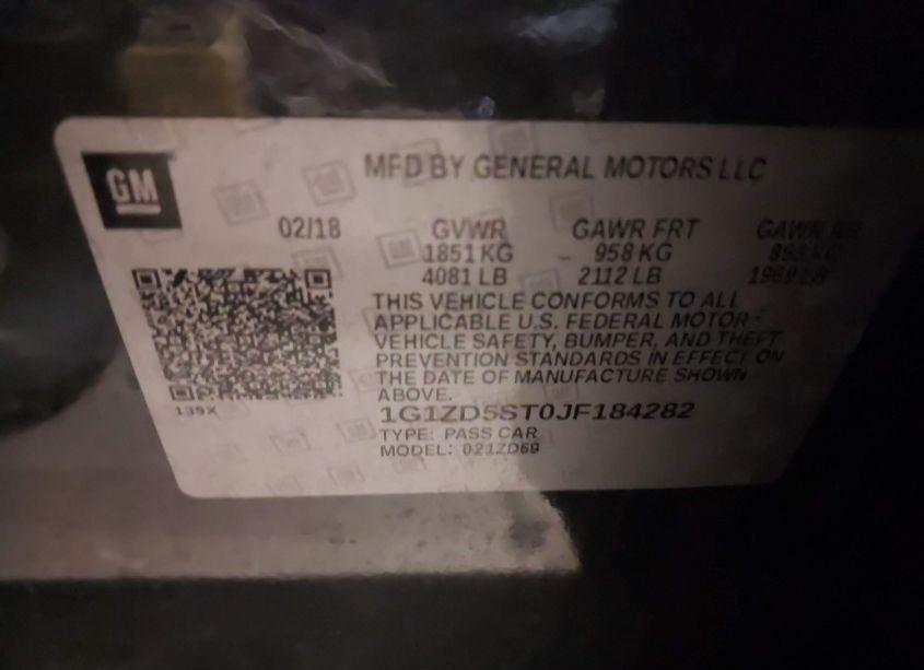 Photo 9 of 2018 Chevrolet Malibu LT (VIN 1G1ZD5ST0JF184282)