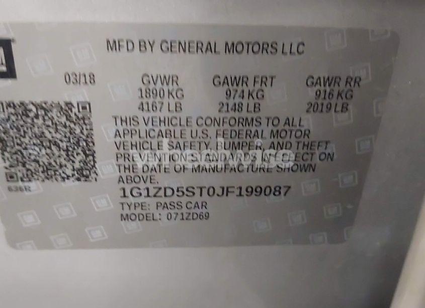 Photo 9 of 2018 Chevrolet Malibu LT (VIN 1G1ZD5ST0JF199087)