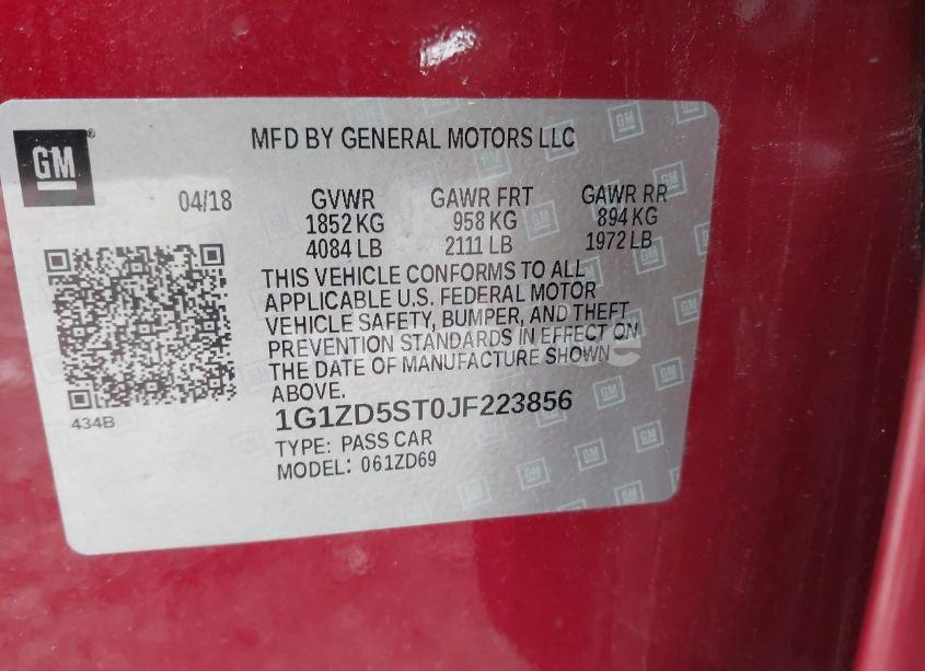 Photo 9 of 2018 Chevrolet Malibu LT (VIN 1G1ZD5ST0JF223856)