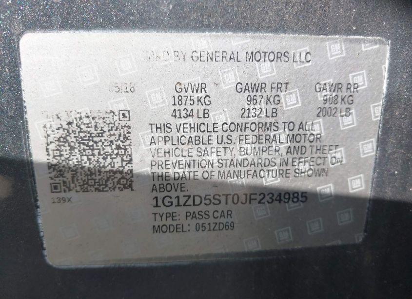 Photo 9 of 2018 Chevrolet Malibu LT (VIN 1G1ZD5ST0JF234985)