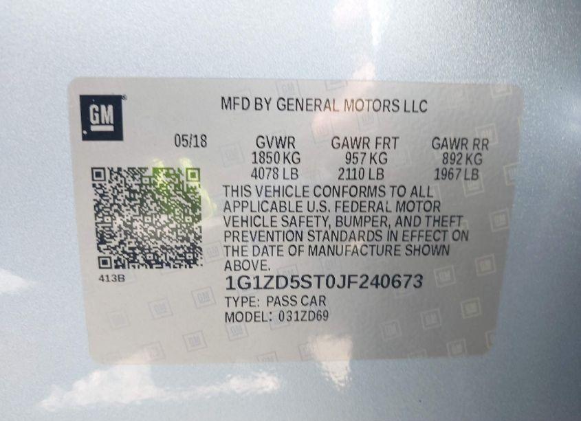 Photo 9 of 2018 Chevrolet Malibu LT (VIN 1G1ZD5ST0JF240673)