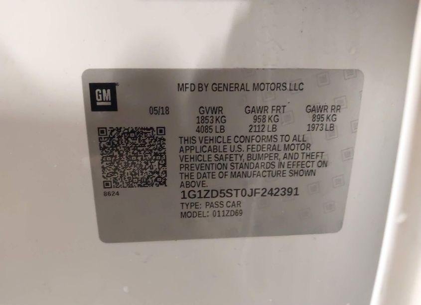 Photo 9 of 2018 Chevrolet Malibu LT (VIN 1G1ZD5ST0JF242391)