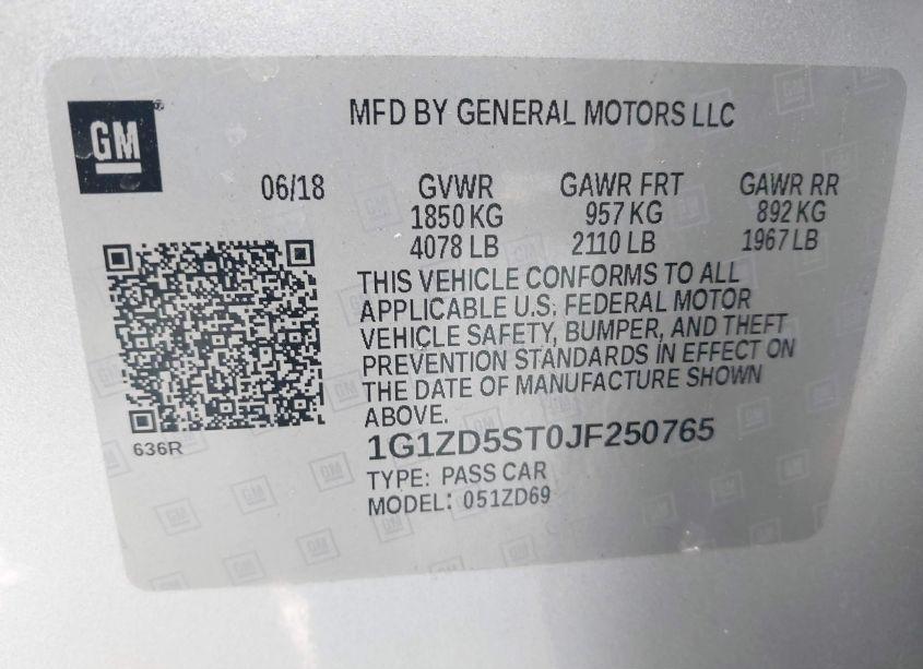 Photo 9 of 2018 Chevrolet Malibu LT (VIN 1G1ZD5ST0JF250765)