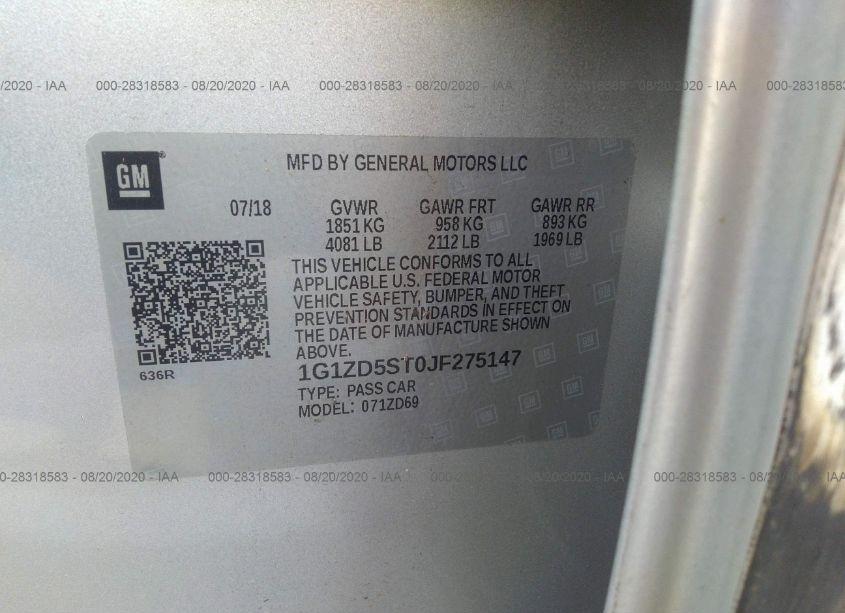 Photo 9 of 2018 Chevrolet Malibu LT (VIN 1G1ZD5ST0JF275147)