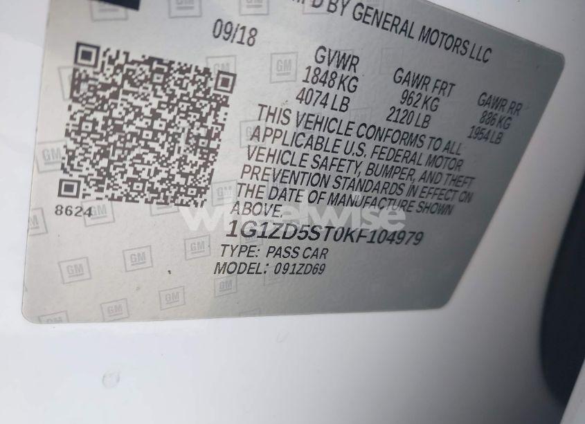 Photo 9 of 2019 Chevrolet Malibu LT (VIN 1G1ZD5ST0KF104979)