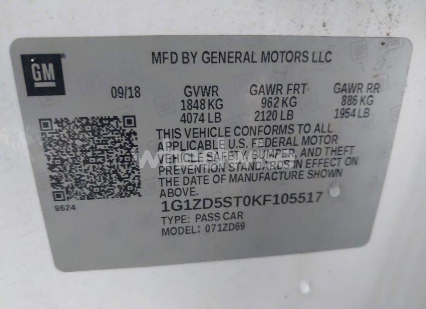 Photo 9 of 2019 Chevrolet Malibu LT (VIN 1G1ZD5ST0KF105517)
