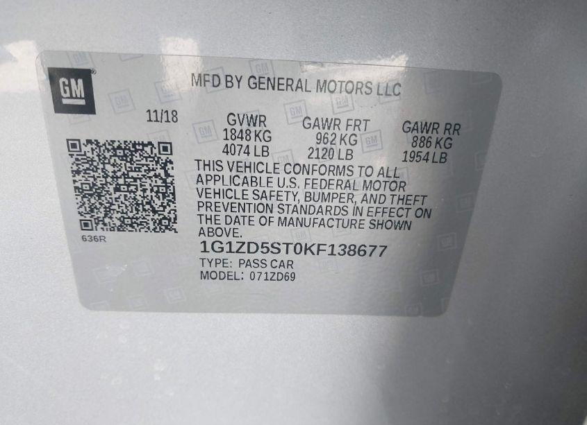 Photo 9 of 2019 Chevrolet Malibu LT (VIN 1G1ZD5ST0KF138677)