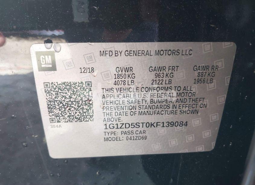 Photo 9 of 2019 Chevrolet Malibu LT (VIN 1G1ZD5ST0KF139084)