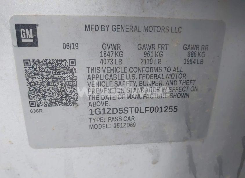 Photo 9 of 2020 Chevrolet Malibu FWD LT (VIN 1G1ZD5ST0LF001255)