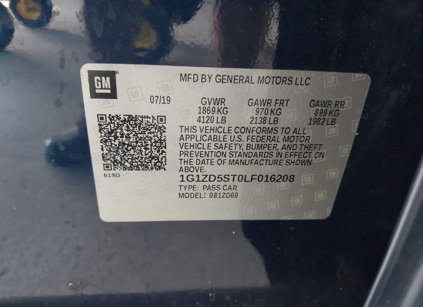 Photo 9 of 2020 Chevrolet Malibu FWD LT (VIN 1G1ZD5ST0LF016208)