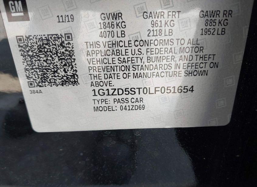 Photo 9 of 2020 Chevrolet Malibu FWD LT (VIN 1G1ZD5ST0LF051654)