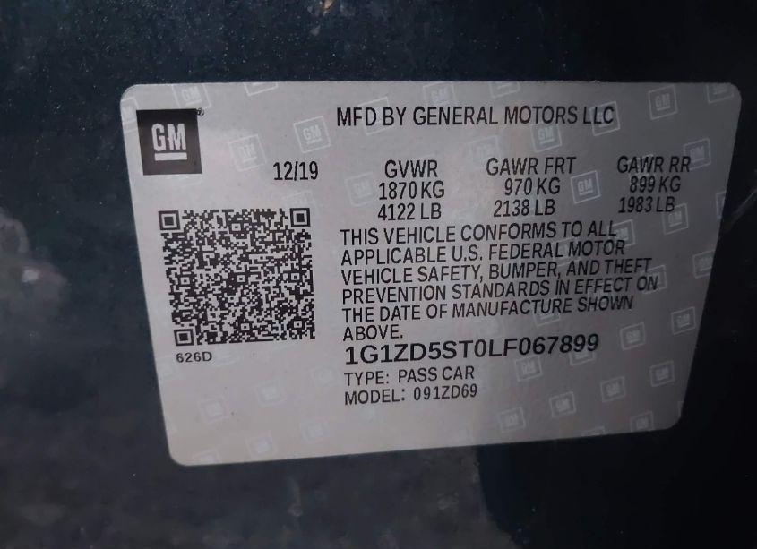 Photo 9 of 2020 Chevrolet Malibu FWD LT (VIN 1G1ZD5ST0LF067899)