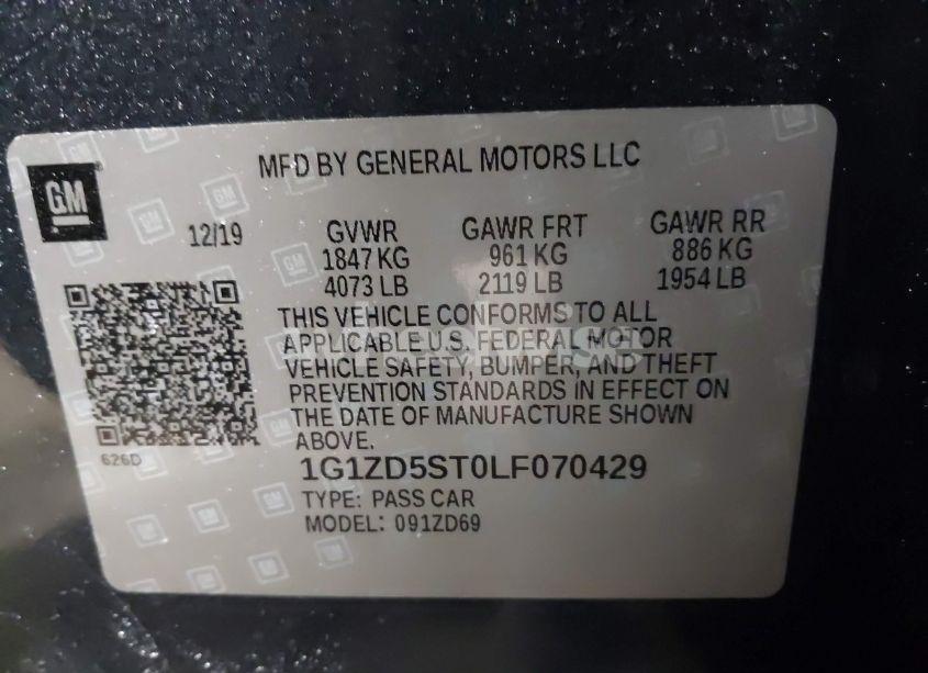 Photo 9 of 2020 Chevrolet Malibu FWD LT (VIN 1G1ZD5ST0LF070429)