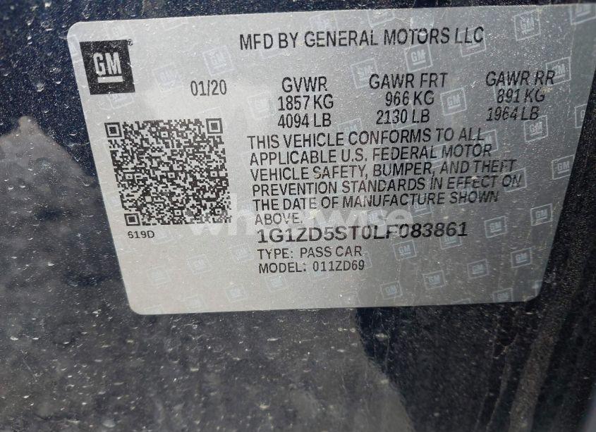 Photo 9 of 2020 Chevrolet Malibu FWD LT (VIN 1G1ZD5ST0LF083861)