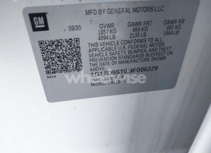 Photo 9 of 2021 Chevrolet Malibu FWD LT (VIN 1G1ZD5ST0MF006229)