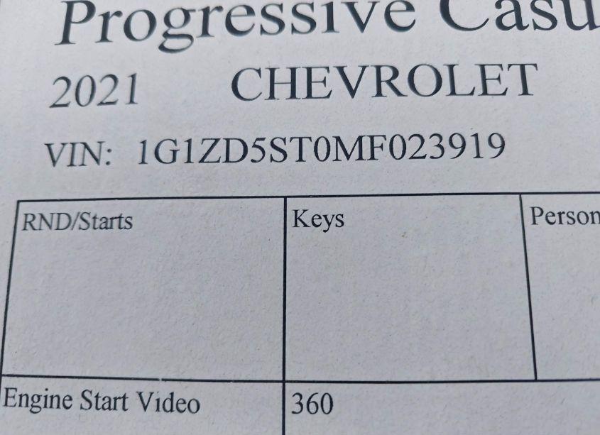 Photo 9 of 2021 Chevrolet Malibu FWD LT (VIN 1G1ZD5ST0MF023919)