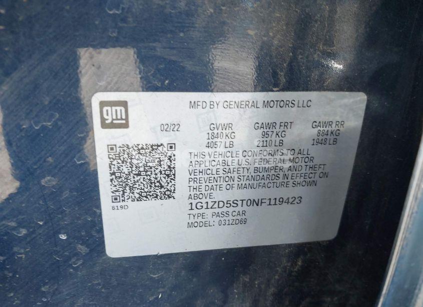 Photo 9 of 2022 Chevrolet Malibu FWD LT (VIN 1G1ZD5ST0NF119423)