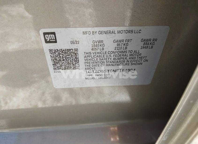 Photo 9 of 2022 Chevrolet Malibu FWD LT (VIN 1G1ZD5ST0NF154804)