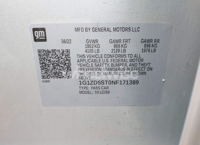 Photo 9 of 2022 Chevrolet Malibu FWD LT (VIN 1G1ZD5ST0NF171389)