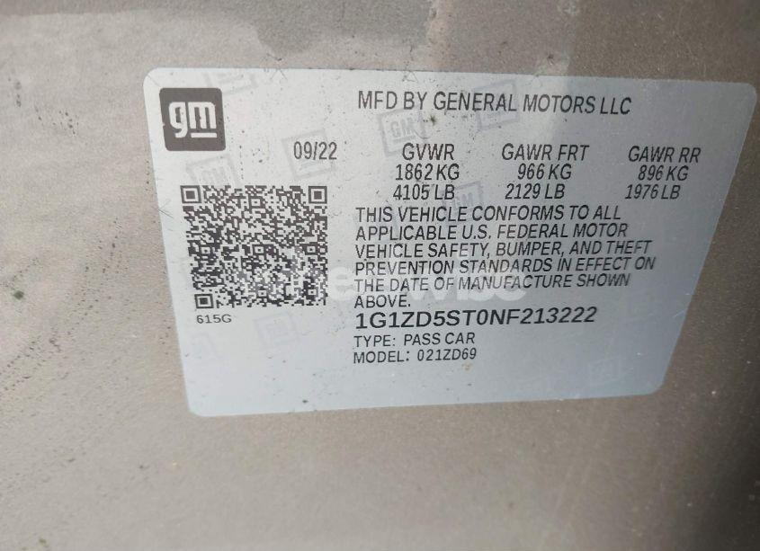 Photo 9 of 2022 Chevrolet Malibu FWD LT (VIN 1G1ZD5ST0NF213222)