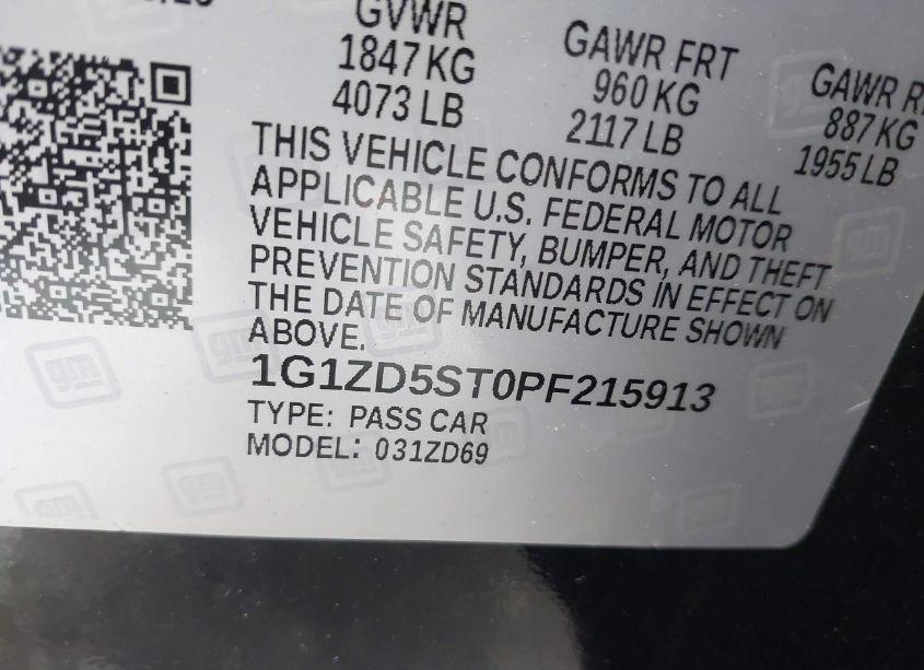 Photo 9 of 2023 Chevrolet Malibu FWD 1LT (VIN 1G1ZD5ST0PF215913)