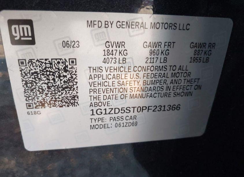 Photo 9 of 2023 Chevrolet Malibu FWD 1LT (VIN 1G1ZD5ST0PF231366)