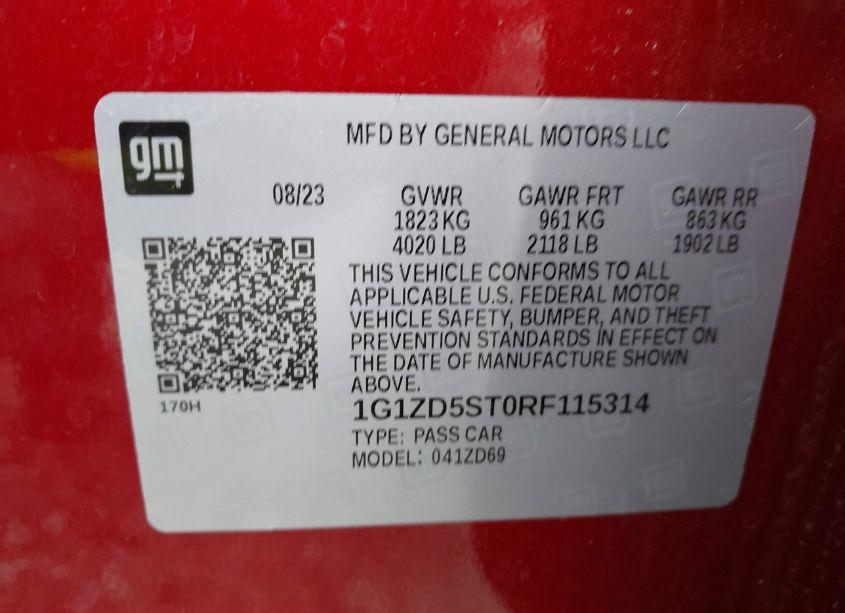 Photo 9 of 2024 Chevrolet Malibu FWD 1LT (VIN 1G1ZD5ST0RF115314)