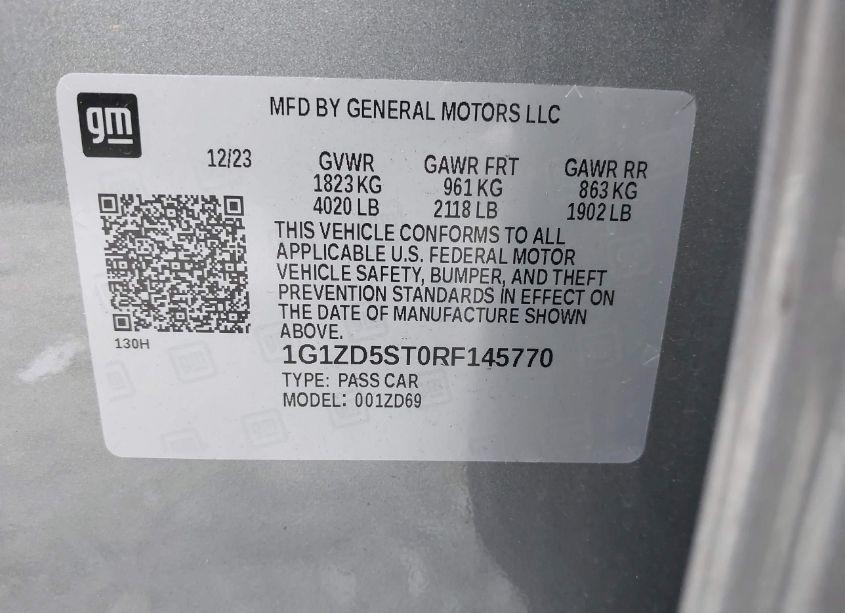 Photo 9 of 2024 Chevrolet Malibu FWD 1LT (VIN 1G1ZD5ST0RF145770)