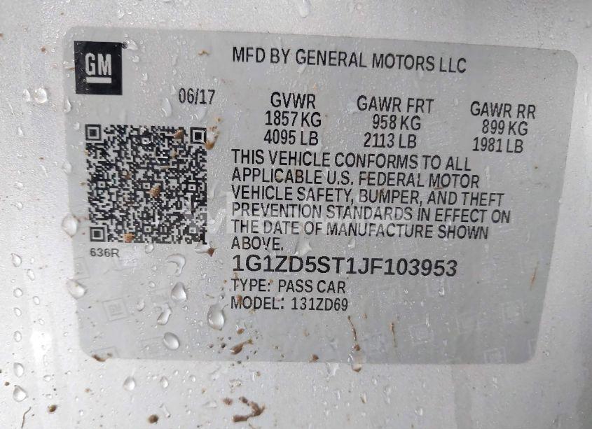 Photo 9 of 2018 Chevrolet Malibu LT (VIN 1G1ZD5ST1JF103953)