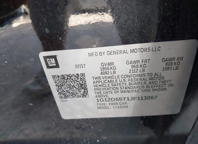 Photo 9 of 2018 Chevrolet Malibu LT (VIN 1G1ZD5ST1JF113057)