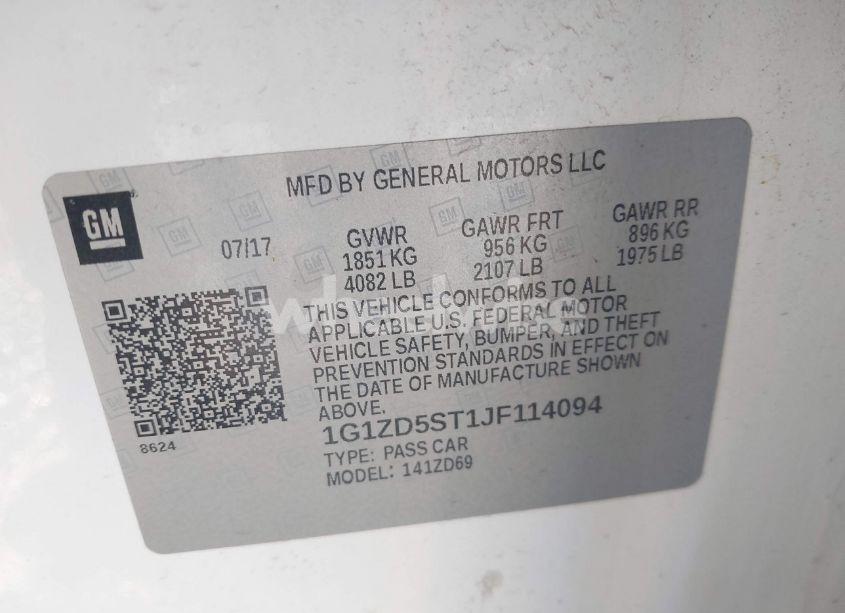 Photo 9 of 2018 Chevrolet Malibu LT (VIN 1G1ZD5ST1JF114094)