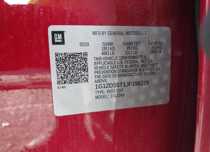 Photo 9 of 2018 Chevrolet Malibu LT (VIN 1G1ZD5ST1JF196229)