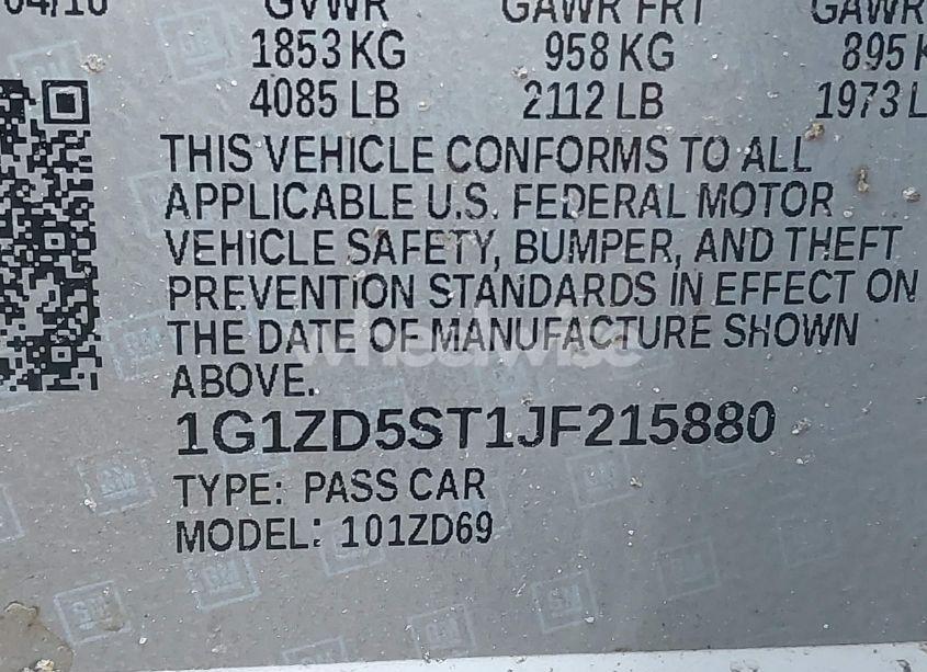 Photo 9 of 2018 Chevrolet Malibu LT (VIN 1G1ZD5ST1JF215880)