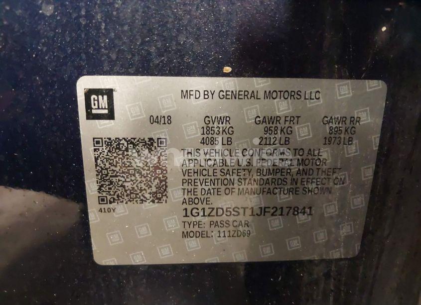 Photo 9 of 2018 Chevrolet Malibu LT (VIN 1G1ZD5ST1JF217841)