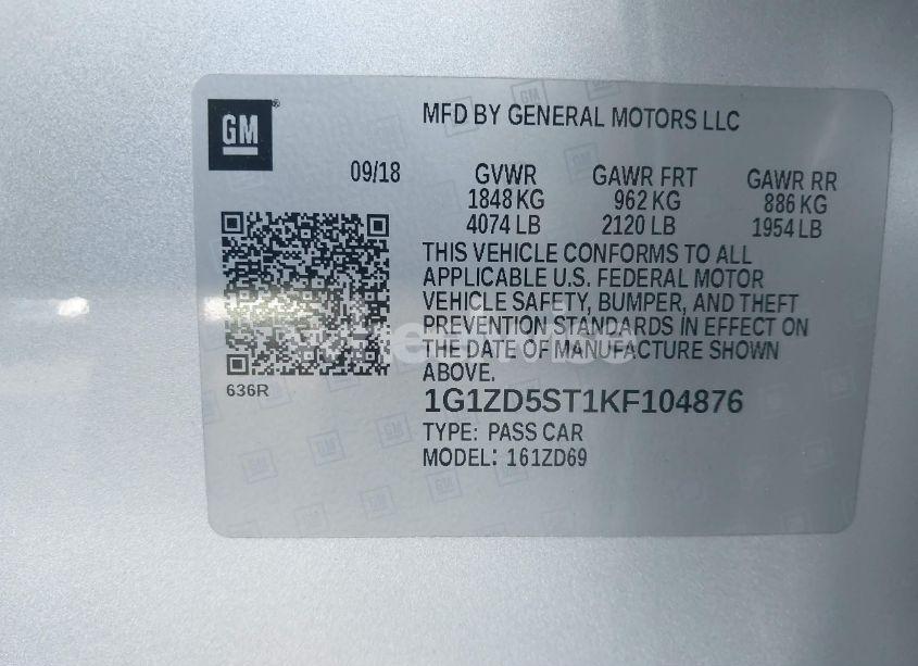 Photo 9 of 2019 Chevrolet Malibu LT (VIN 1G1ZD5ST1KF104876)