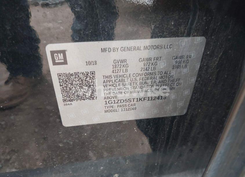 Photo 9 of 2019 Chevrolet Malibu LT (VIN 1G1ZD5ST1KF112413)