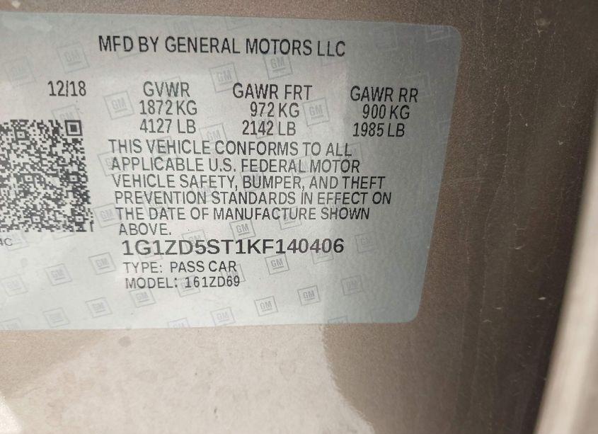 Photo 9 of 2019 Chevrolet Malibu LT (VIN 1G1ZD5ST1KF140406)