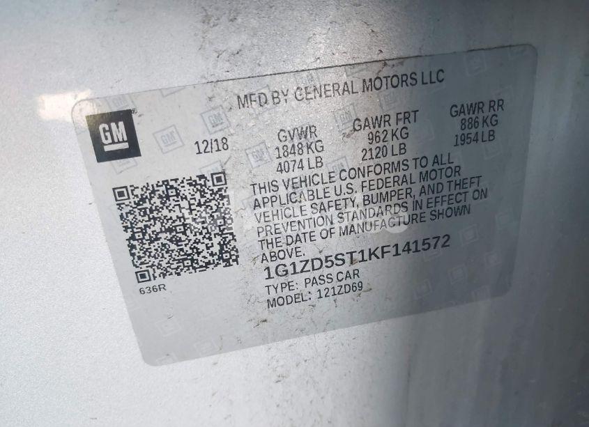Photo 9 of 2019 Chevrolet Malibu LT (VIN 1G1ZD5ST1KF141572)